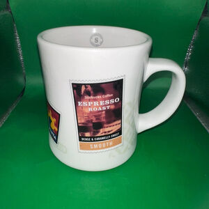 VIntage 2003 Starbucks Coffee Barista Mug Air Mail Stamps 16oz Chunky Diner Mug